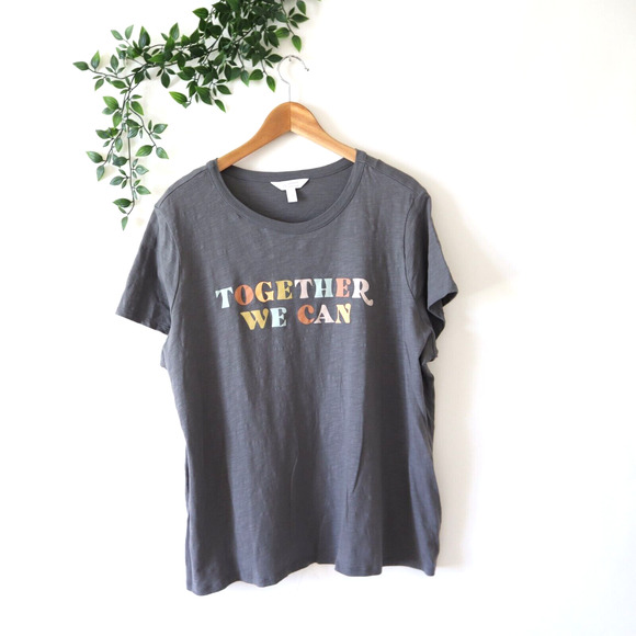 LC Lauren Conrad Short Sleeve Together We Can Gray Plus Size 1X - Picture 1 of 4